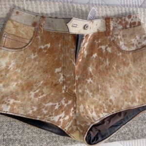NastyGal Cowhide Limited Cowhide 100% Leather Shorts